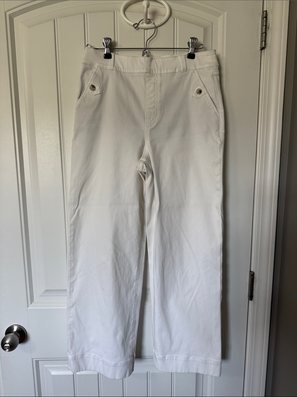 Spanx - Stretch Twill Cropped Wide Leg Pants - White - Medium - Picture 2 of 8